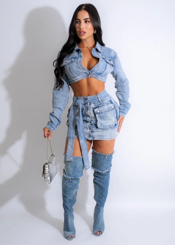 Denim Skirt Set