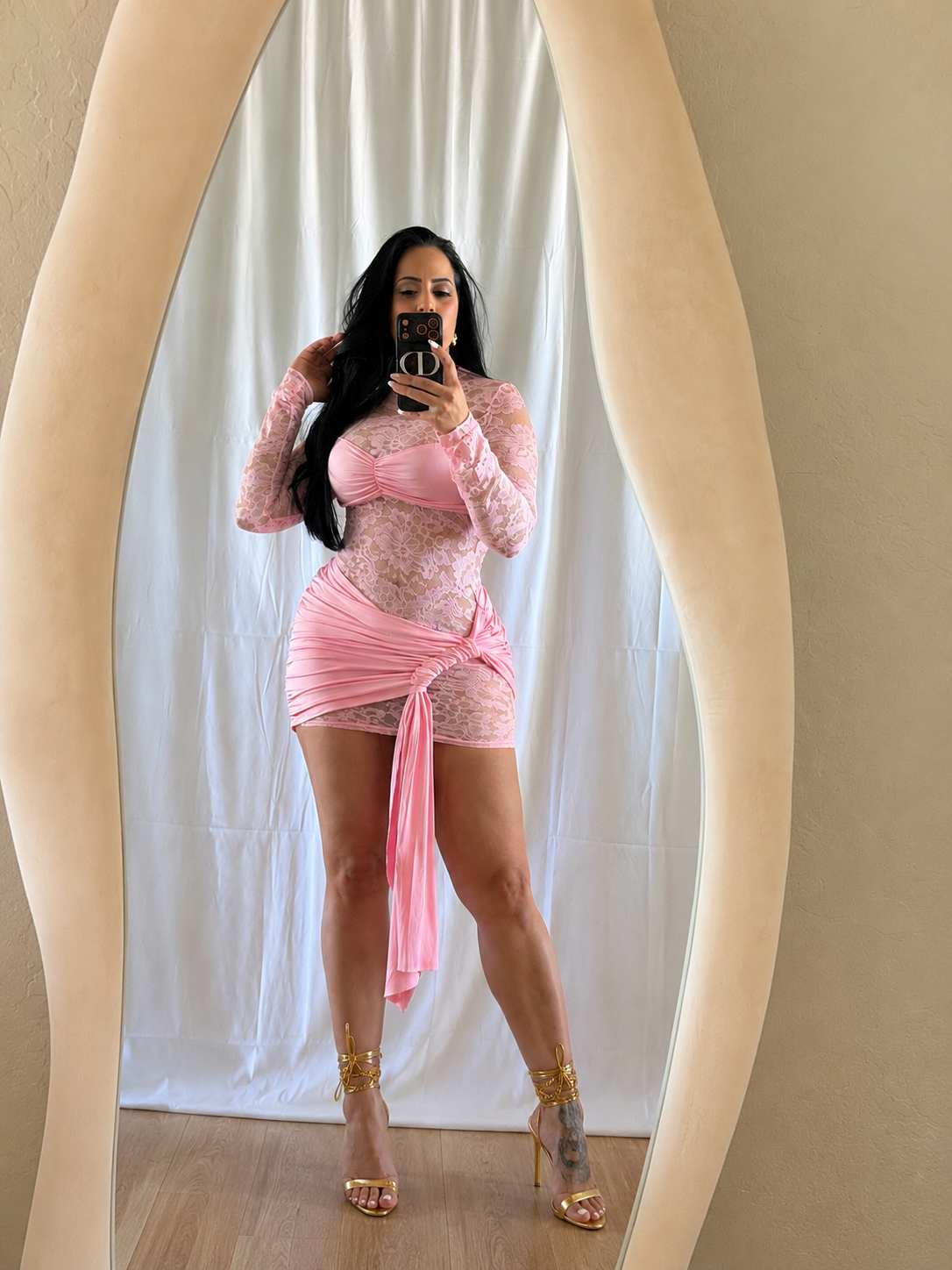 Blush Lace Sculpt Dress
