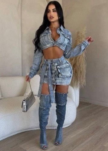 Denim Skirt Set